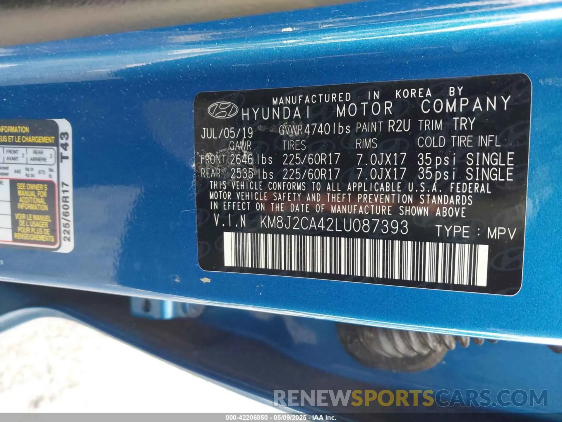 9 Photograph of a damaged car KM8J2CA42LU087393 HYUNDAI TUCSON 2020