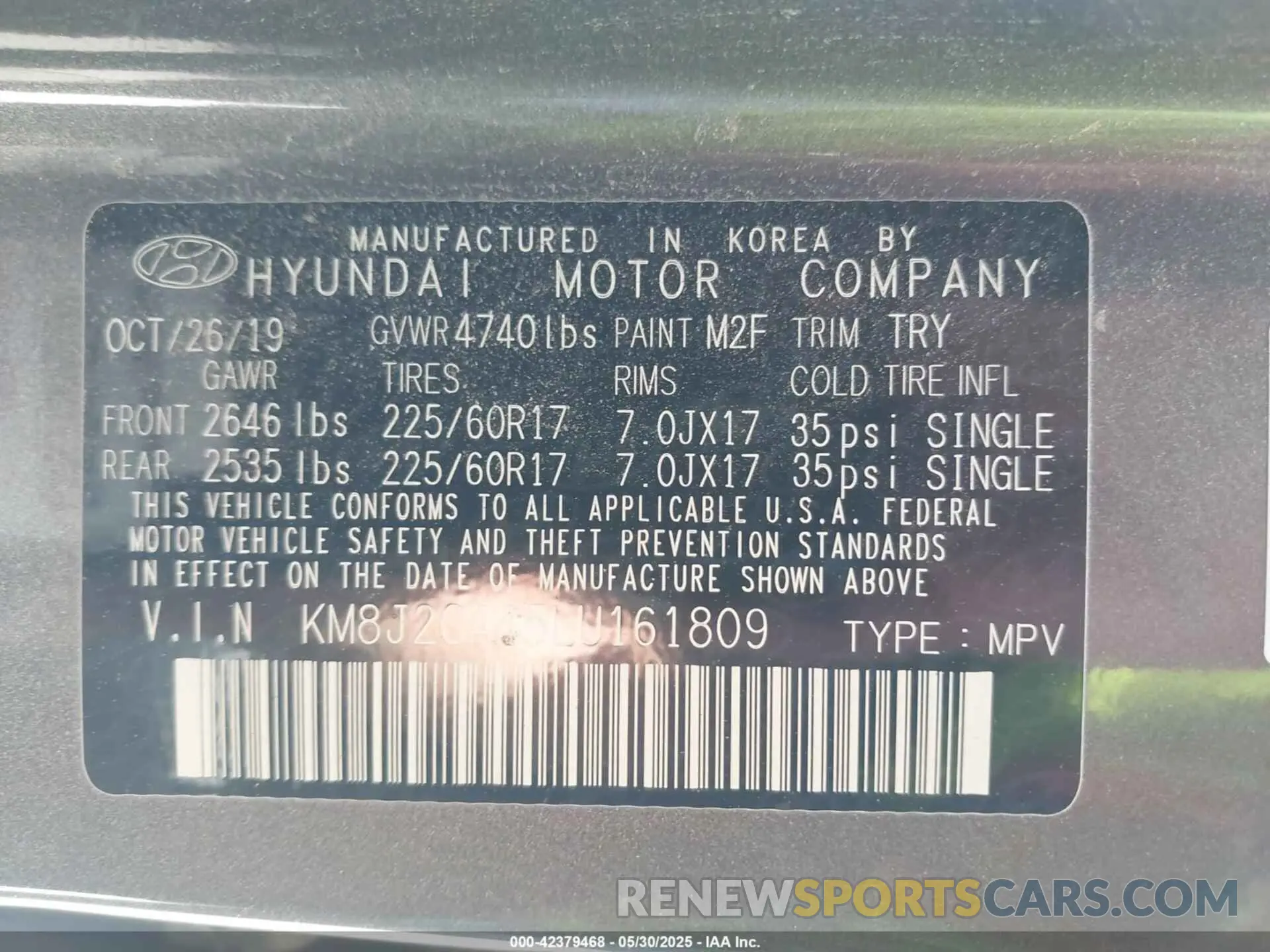 9 Photograph of a damaged car KM8J2CA45LU161809 HYUNDAI TUCSON 2020
