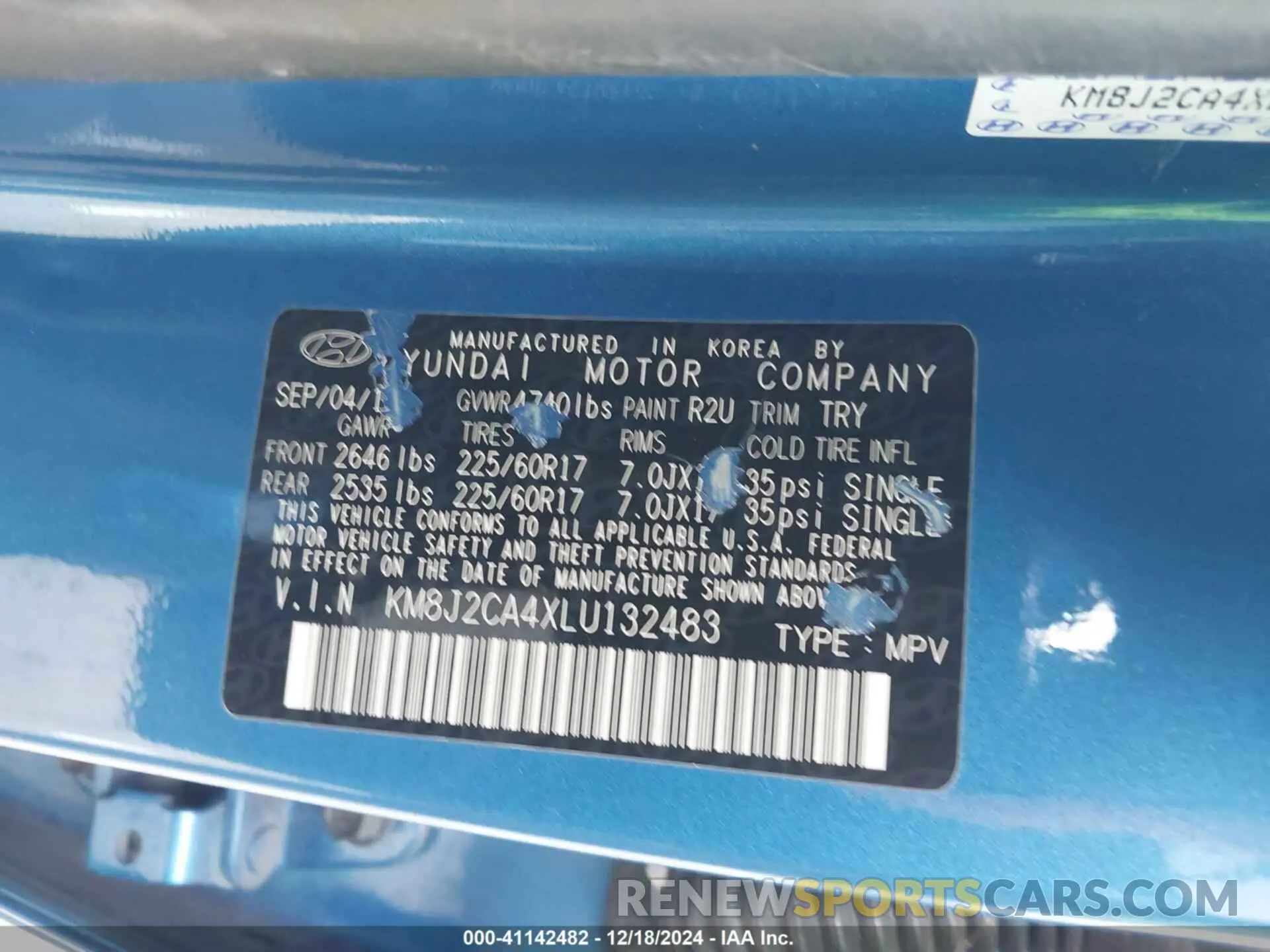 9 Photograph of a damaged car KM8J2CA4XLU132483 HYUNDAI TUCSON 2020