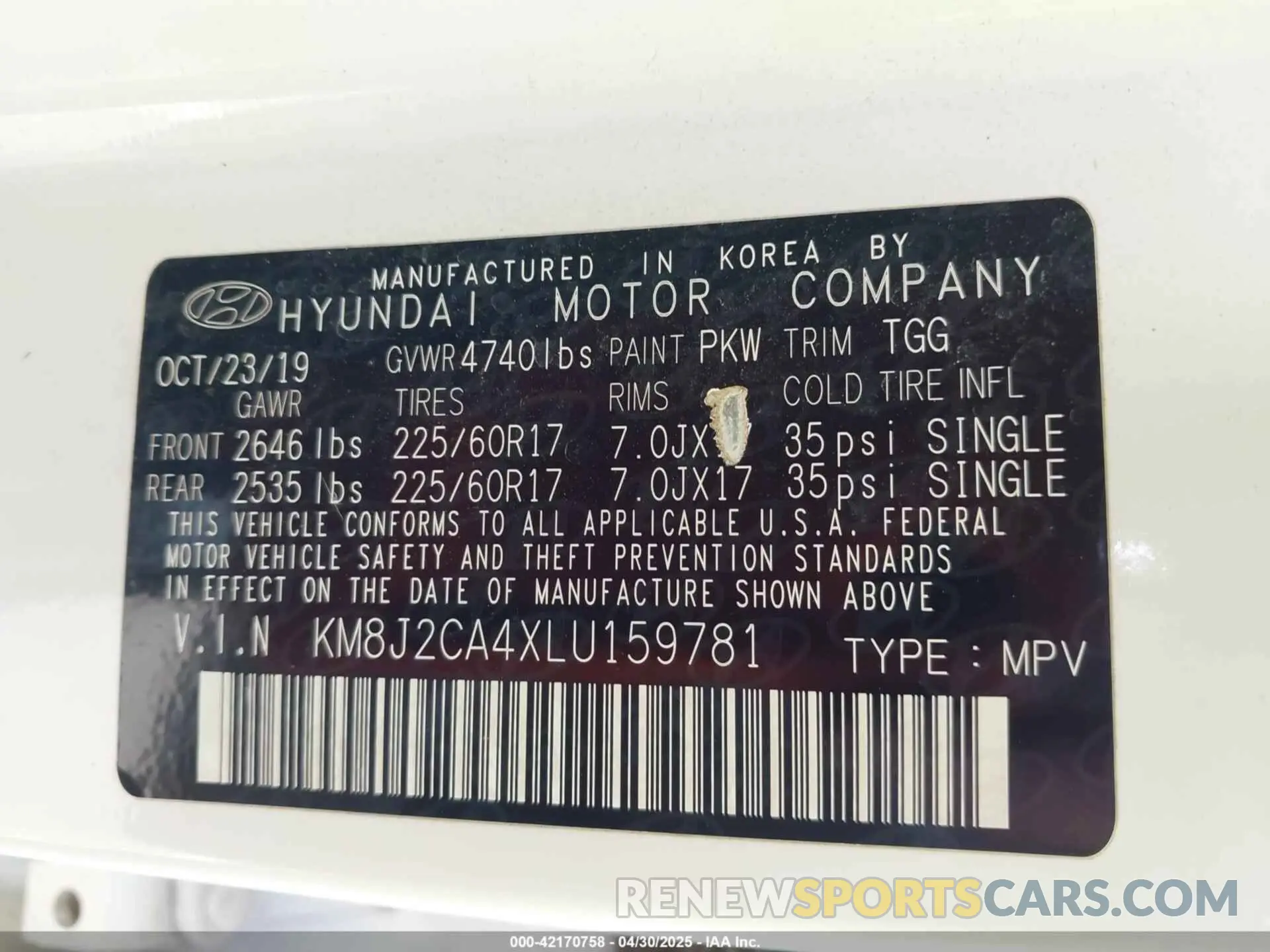 9 Photograph of a damaged car KM8J2CA4XLU159781 HYUNDAI TUCSON 2020