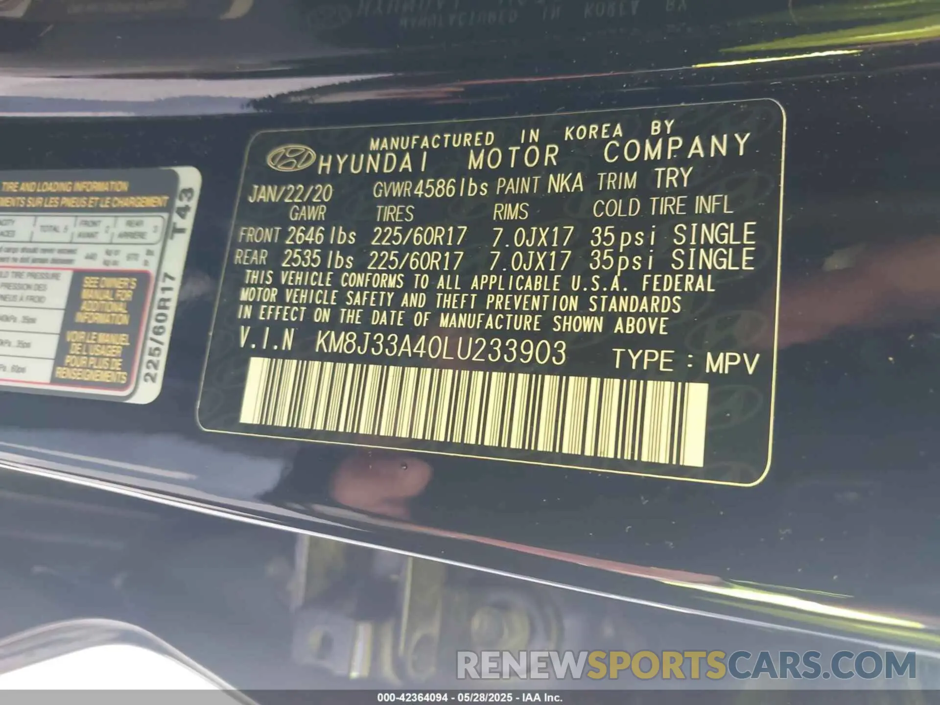 9 Photograph of a damaged car KM8J33A40LU233903 HYUNDAI TUCSON 2020