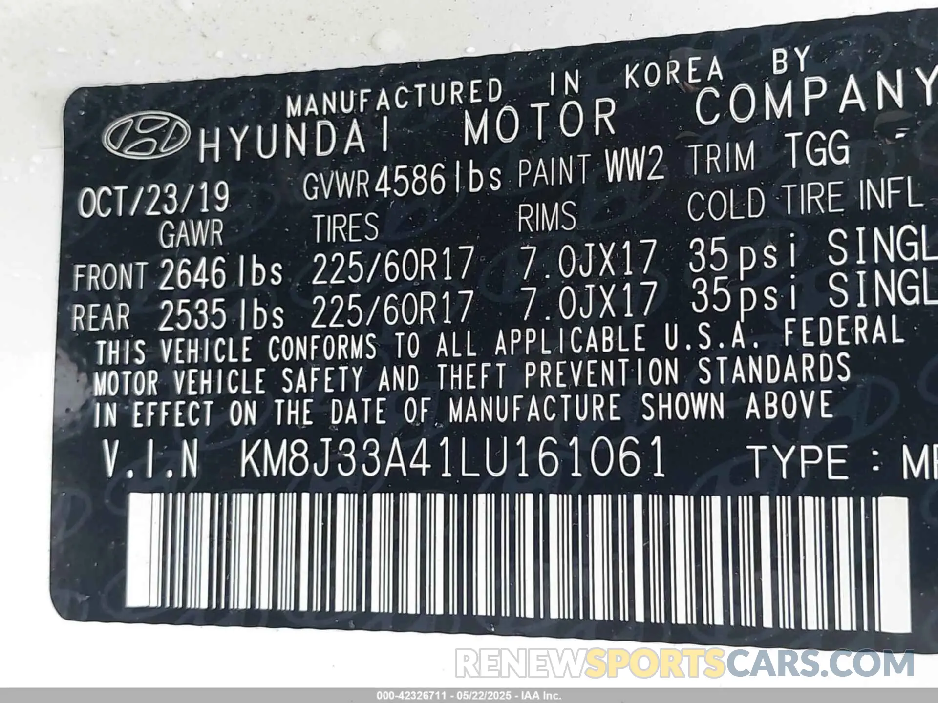 9 Photograph of a damaged car KM8J33A41LU161061 HYUNDAI TUCSON 2020