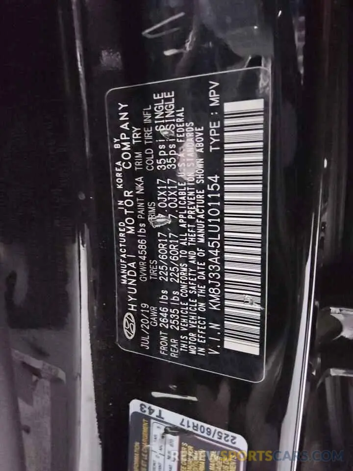 13 Photograph of a damaged car KM8J33A45LU101154 HYUNDAI TUCSON 2020