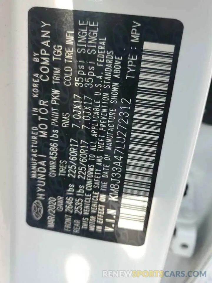 15 Photograph of a damaged car KM8J33A47LU272312 HYUNDAI TUCSON 2020
