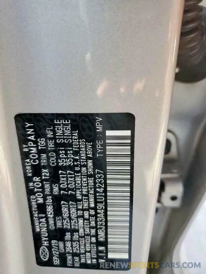 13 Photograph of a damaged car KM8J33A49LU142337 HYUNDAI TUCSON 2020