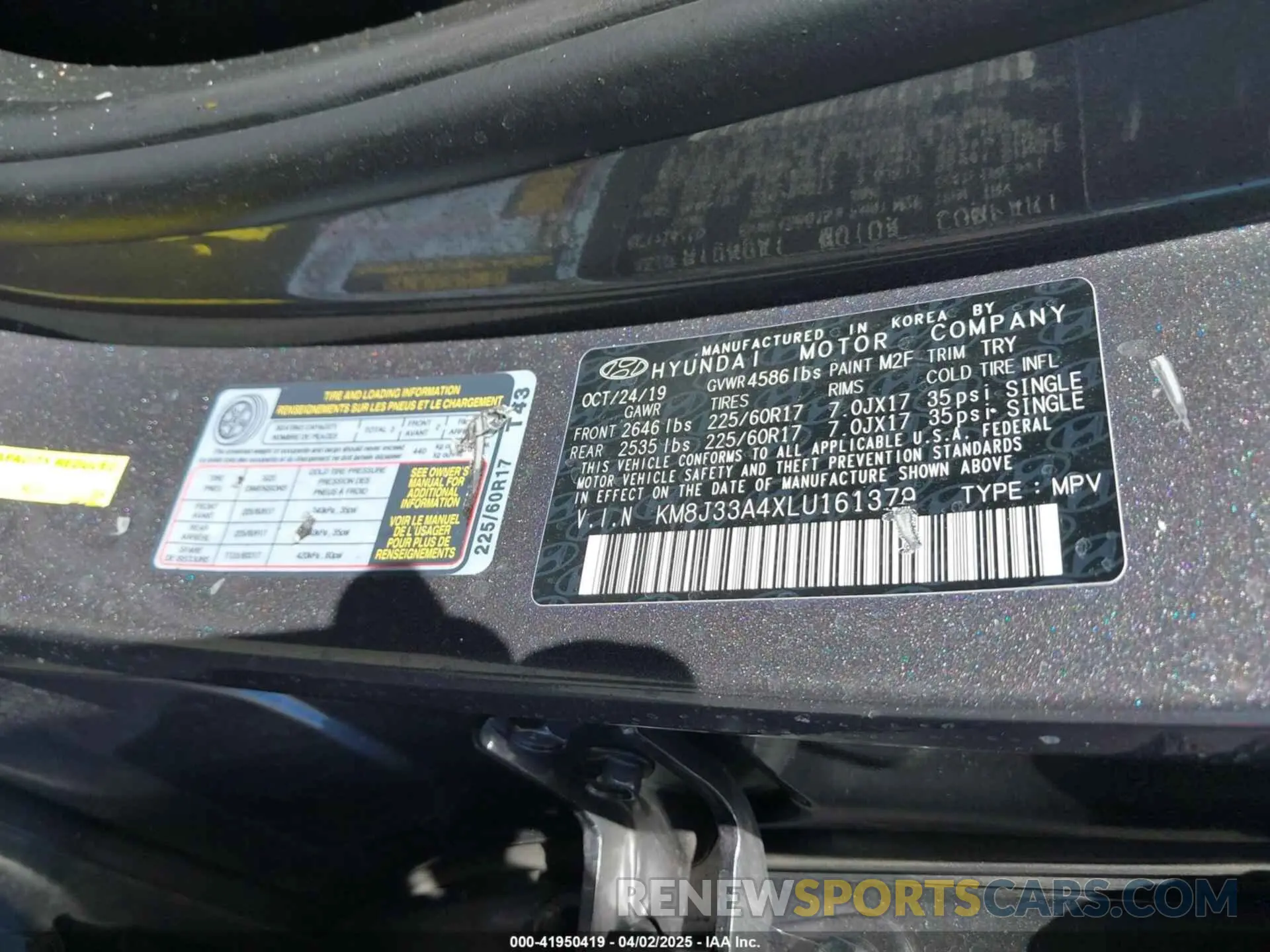 9 Photograph of a damaged car KM8J33A4XLU161379 HYUNDAI TUCSON 2020