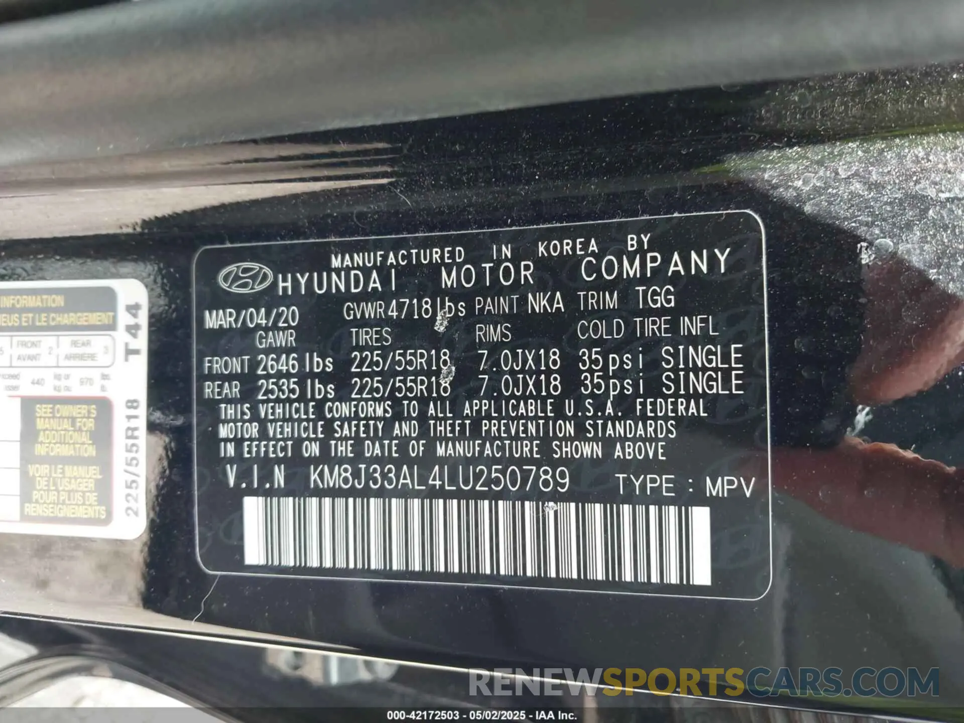 9 Photograph of a damaged car KM8J33AL4LU250789 HYUNDAI TUCSON 2020