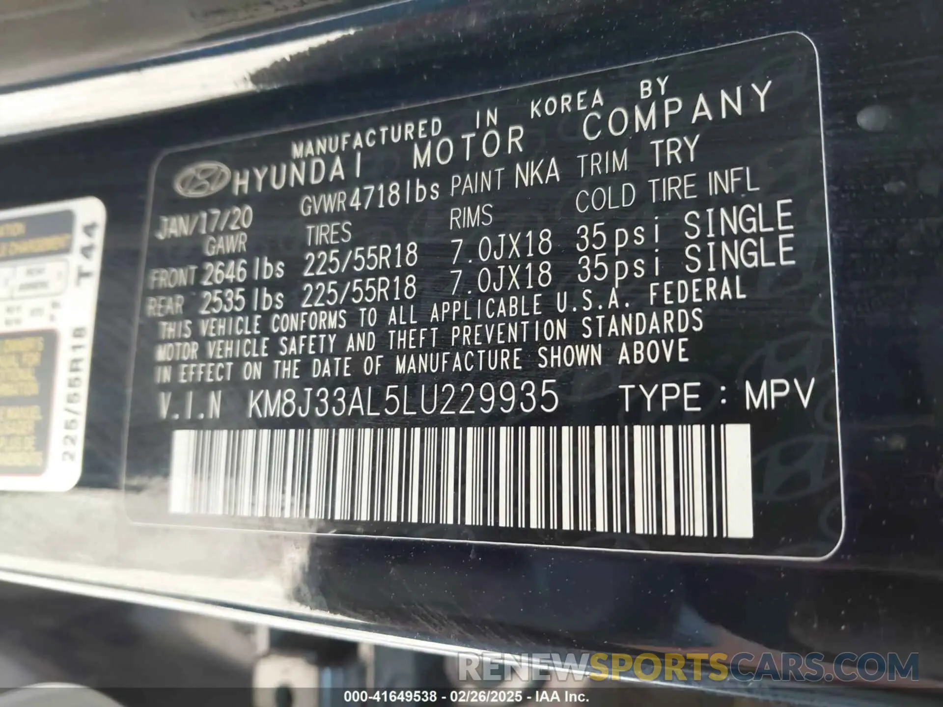 9 Photograph of a damaged car KM8J33AL5LU229935 HYUNDAI TUCSON 2020