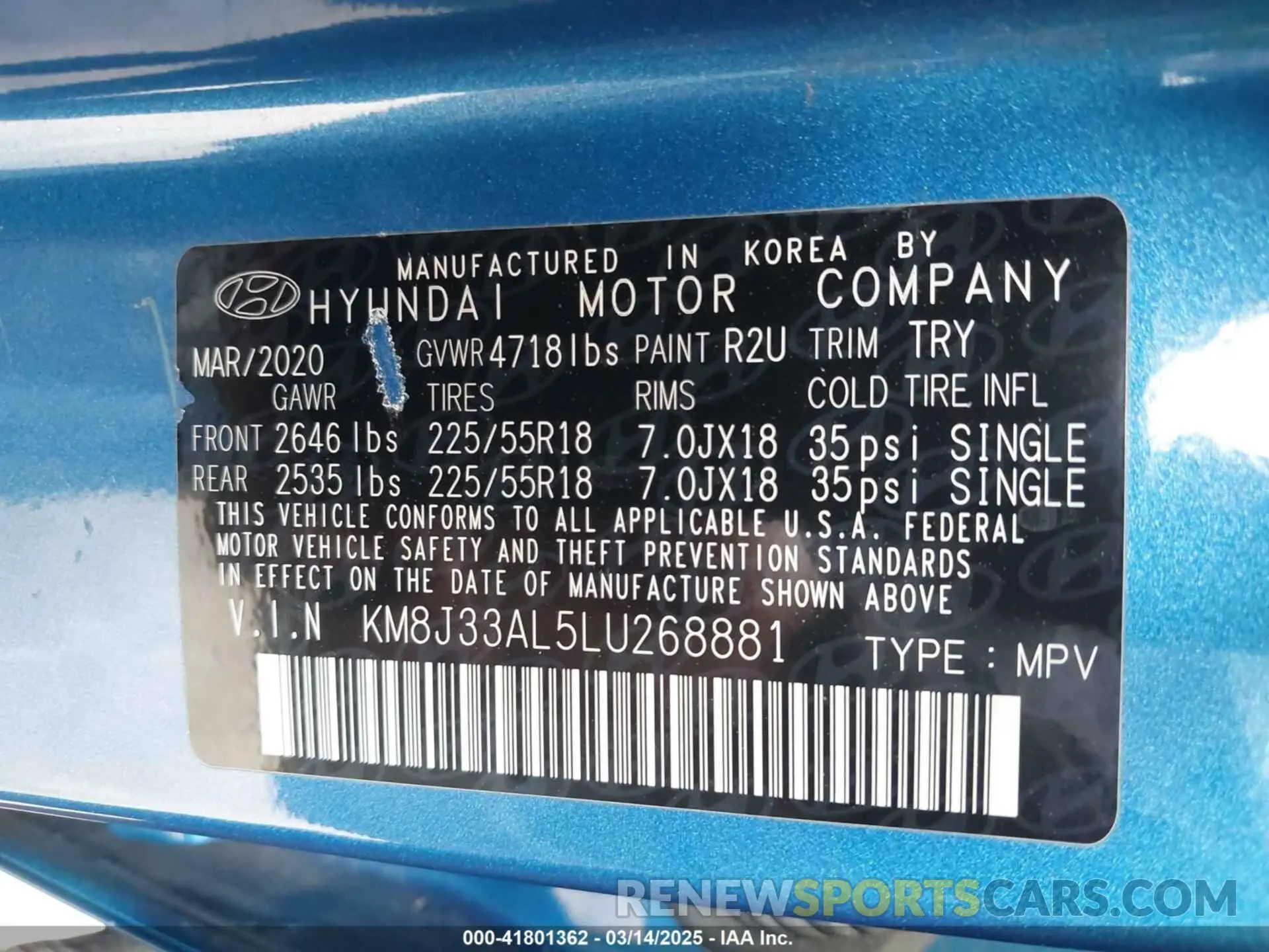 9 Photograph of a damaged car KM8J33AL5LU268881 HYUNDAI TUCSON 2020