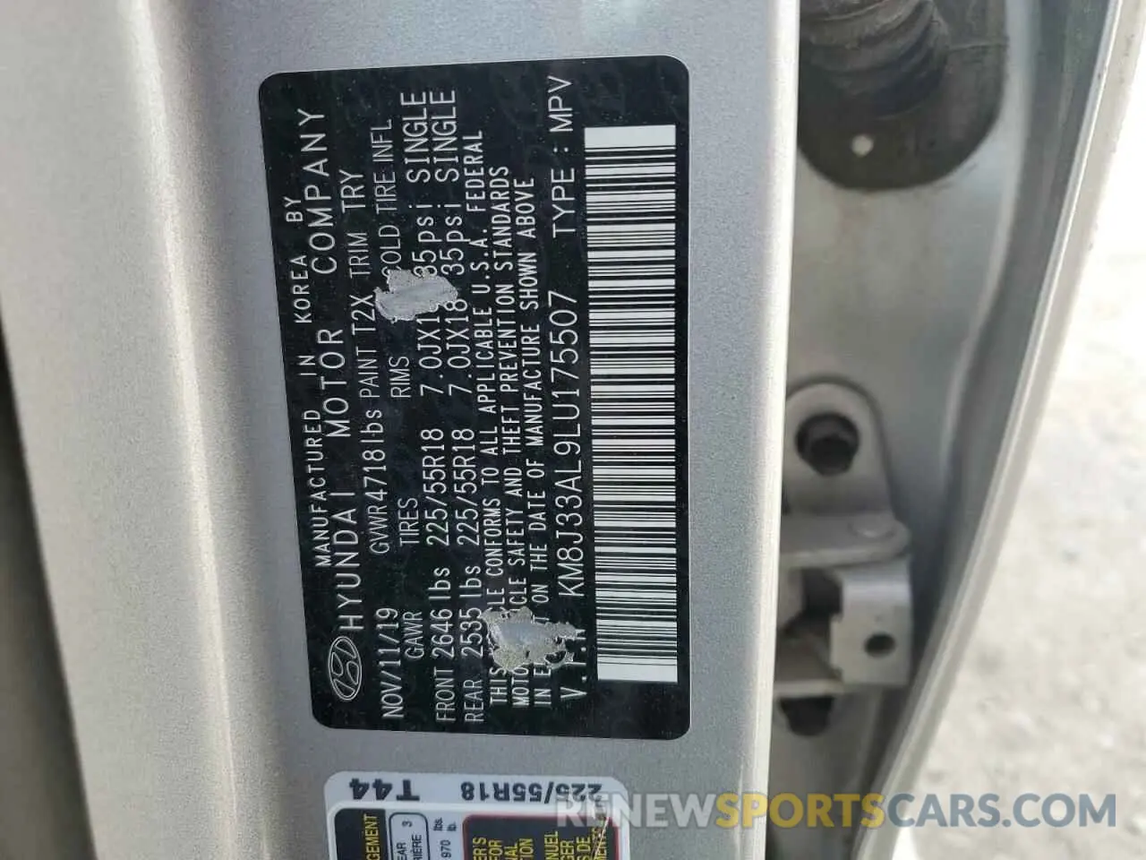 15 Photograph of a damaged car KM8J33AL9LU175507 HYUNDAI TUCSON 2020