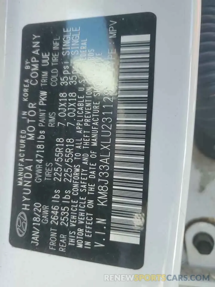 13 Photograph of a damaged car KM8J33ALXLU231129 HYUNDAI TUCSON 2020