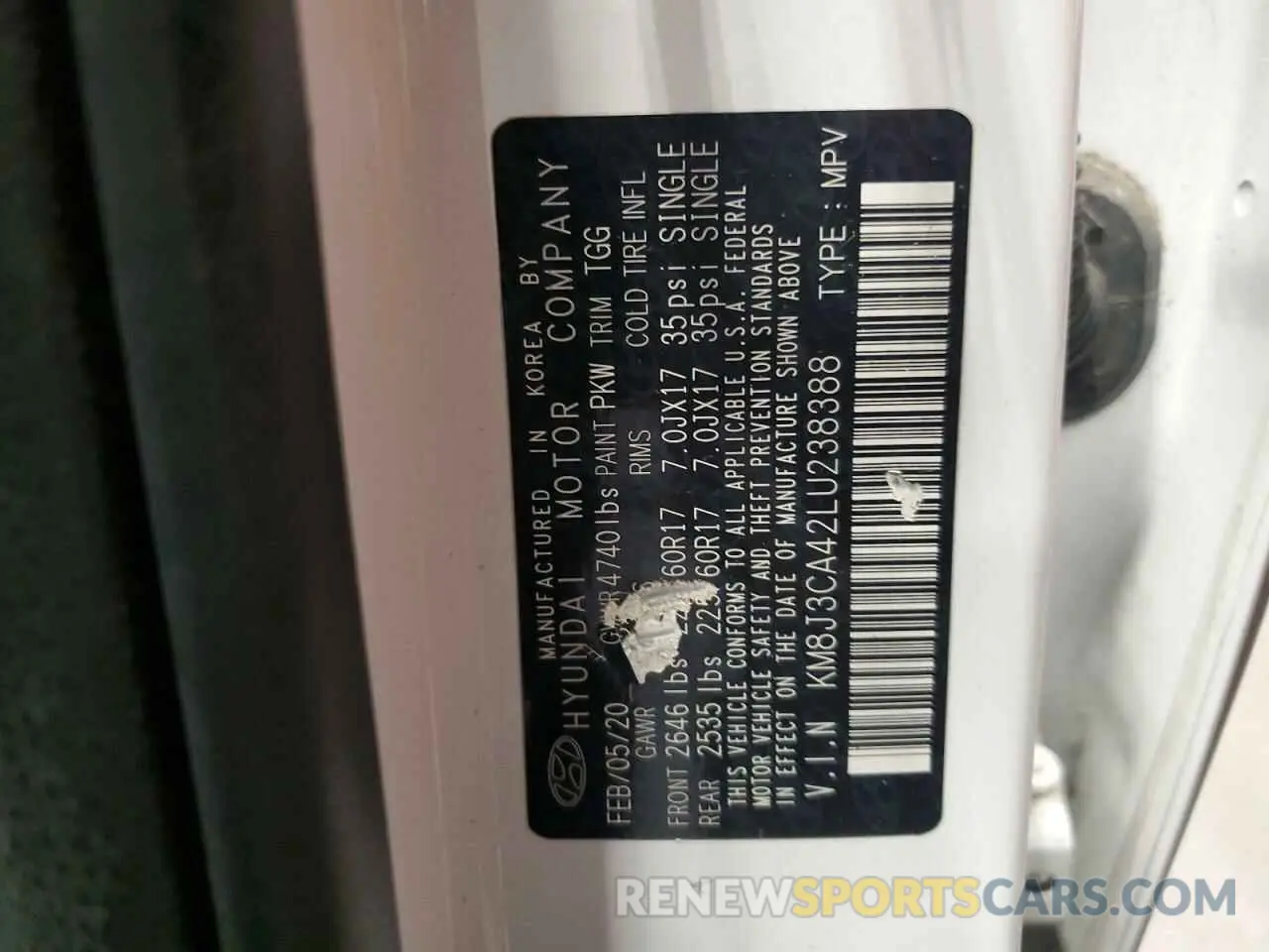 13 Photograph of a damaged car KM8J3CA42LU238388 HYUNDAI TUCSON 2020