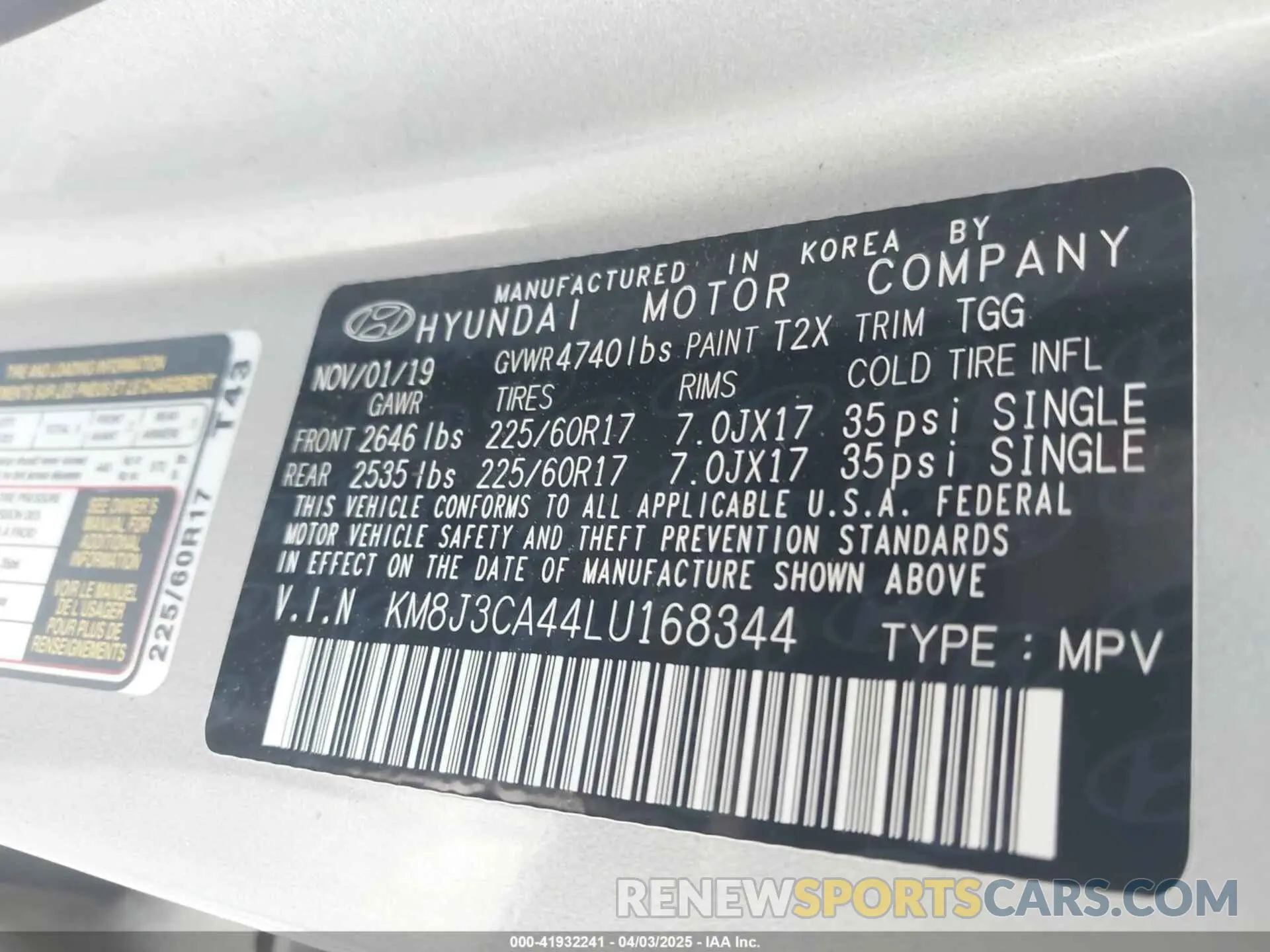 9 Photograph of a damaged car KM8J3CA44LU168344 HYUNDAI TUCSON 2020
