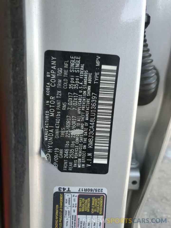 13 Photograph of a damaged car KM8J3CA48LU136397 HYUNDAI TUCSON 2020
