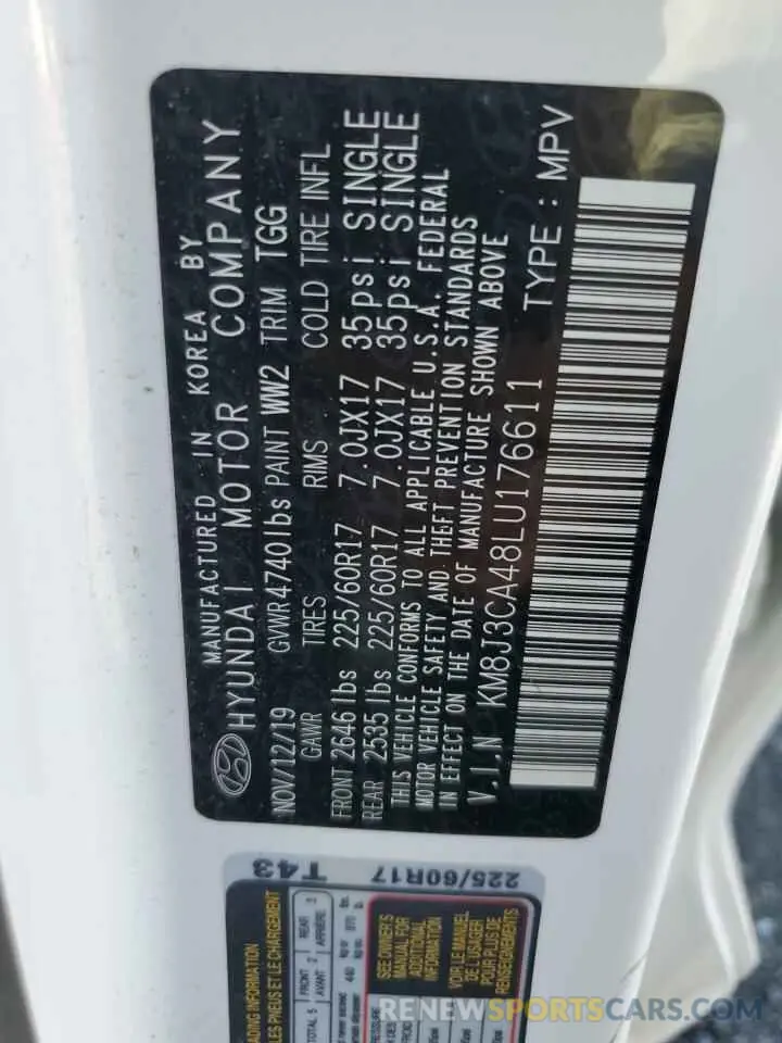 13 Photograph of a damaged car KM8J3CA48LU176611 HYUNDAI TUCSON 2020