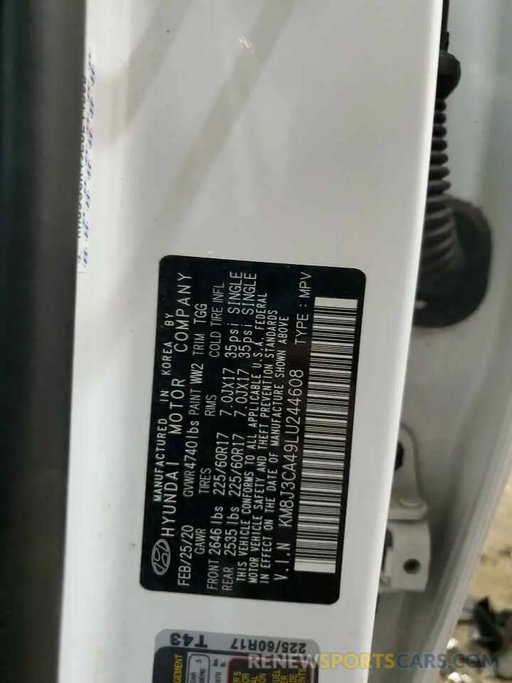 15 Photograph of a damaged car KM8J3CA49LU244608 HYUNDAI TUCSON 2020