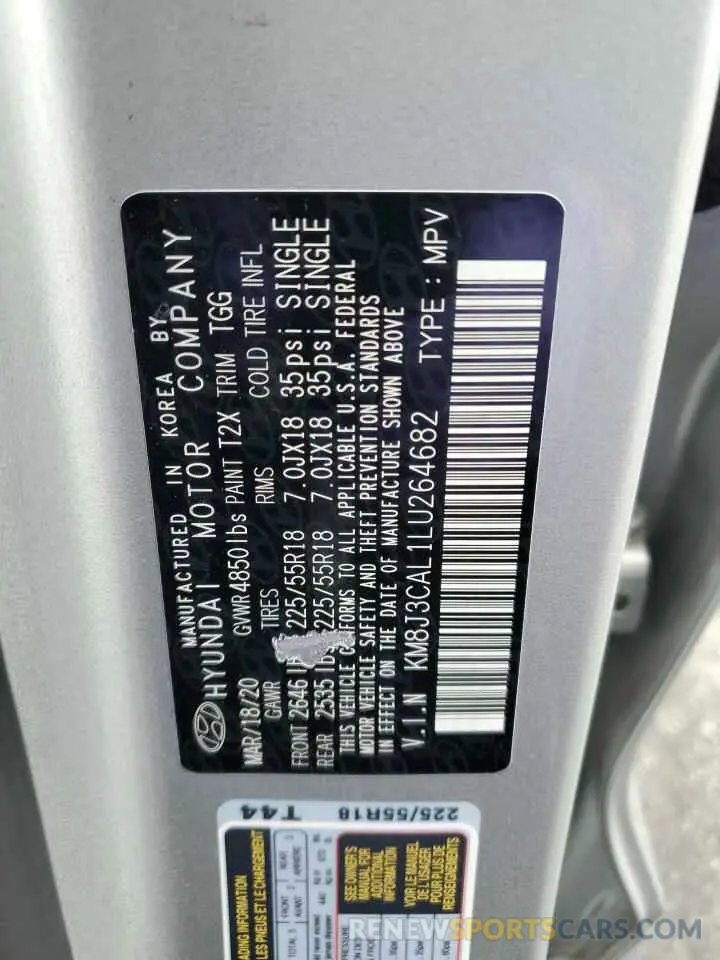 13 Photograph of a damaged car KM8J3CAL1LU264682 HYUNDAI TUCSON 2020