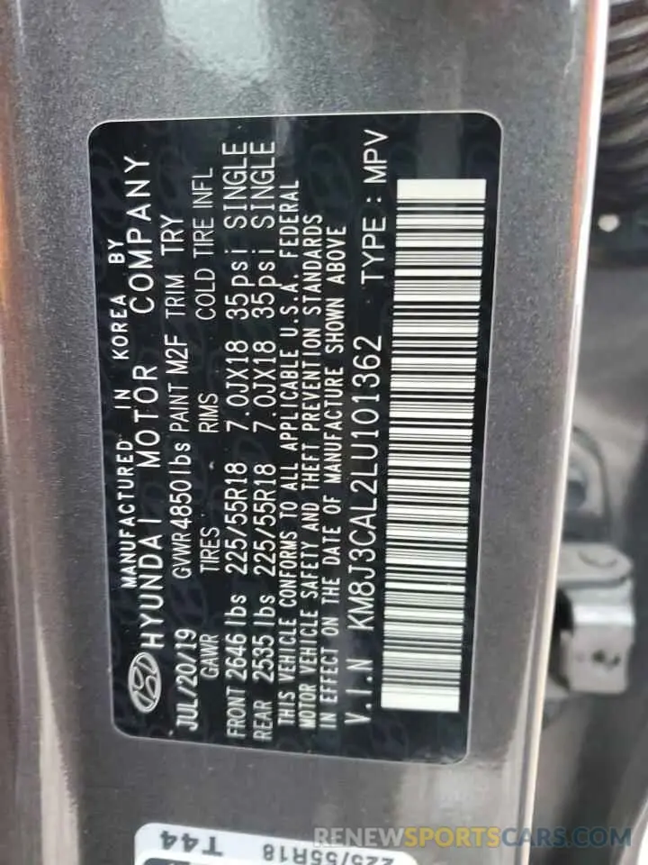 13 Photograph of a damaged car KM8J3CAL2LU101362 HYUNDAI TUCSON 2020