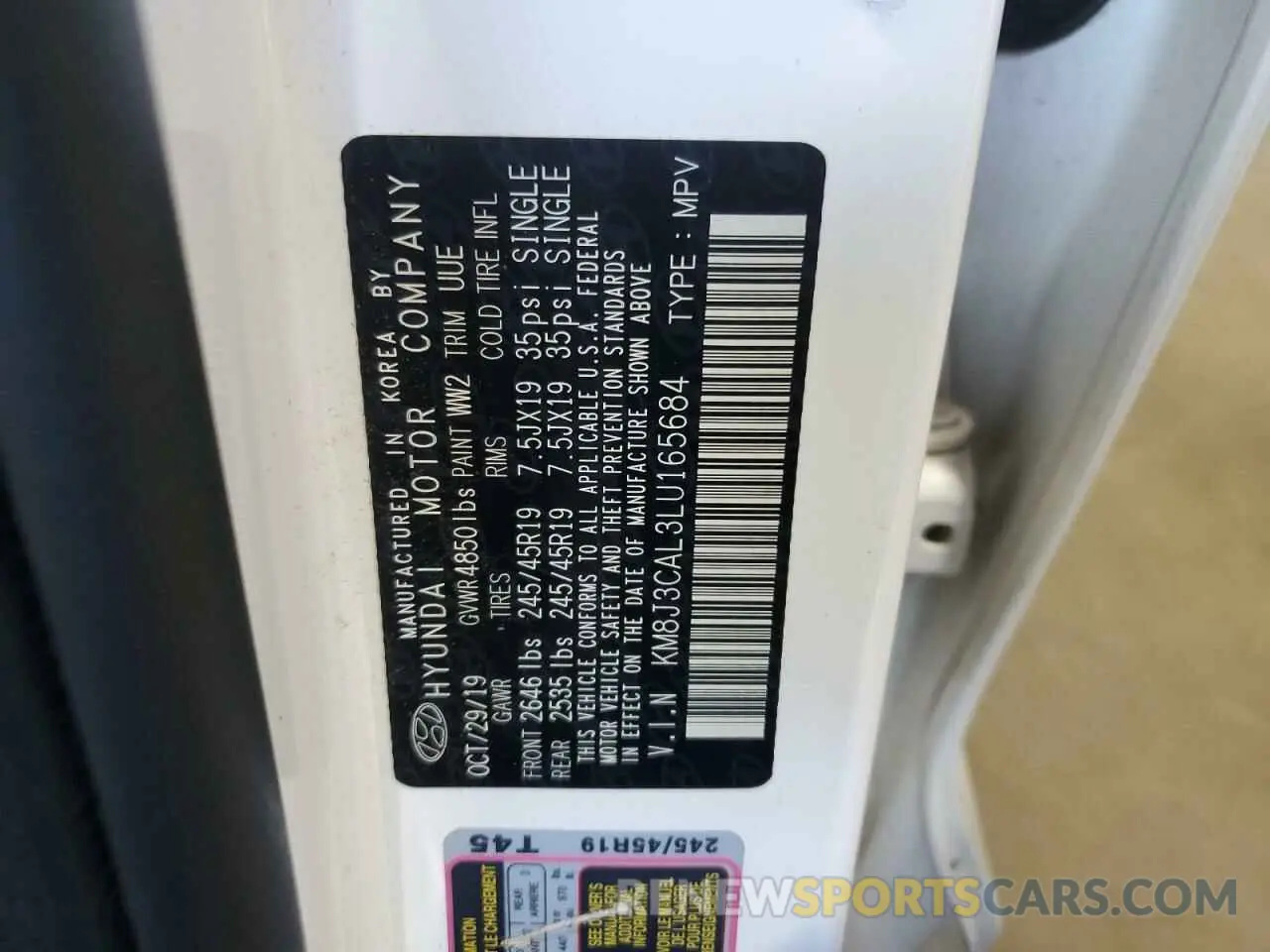 13 Photograph of a damaged car KM8J3CAL3LU165684 HYUNDAI TUCSON 2020