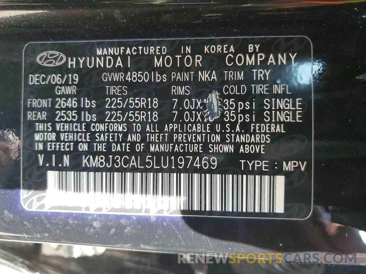 14 Photograph of a damaged car KM8J3CAL5LU197469 HYUNDAI TUCSON 2020