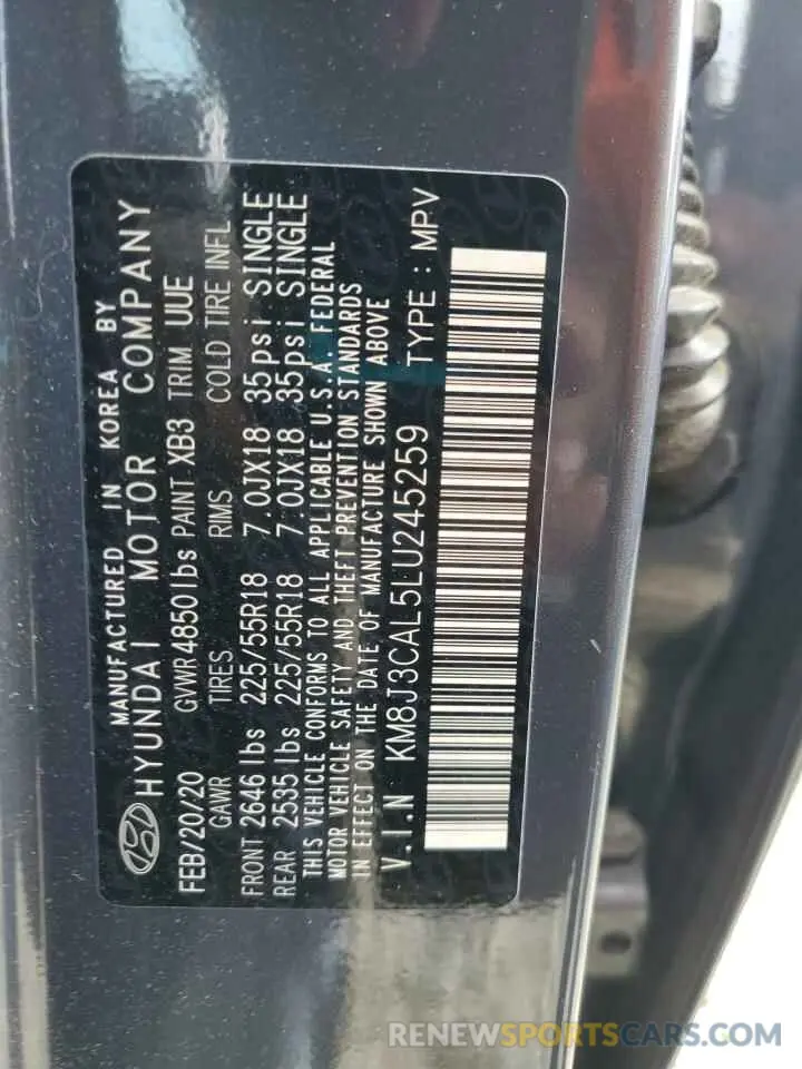 13 Photograph of a damaged car KM8J3CAL5LU245259 HYUNDAI TUCSON 2020