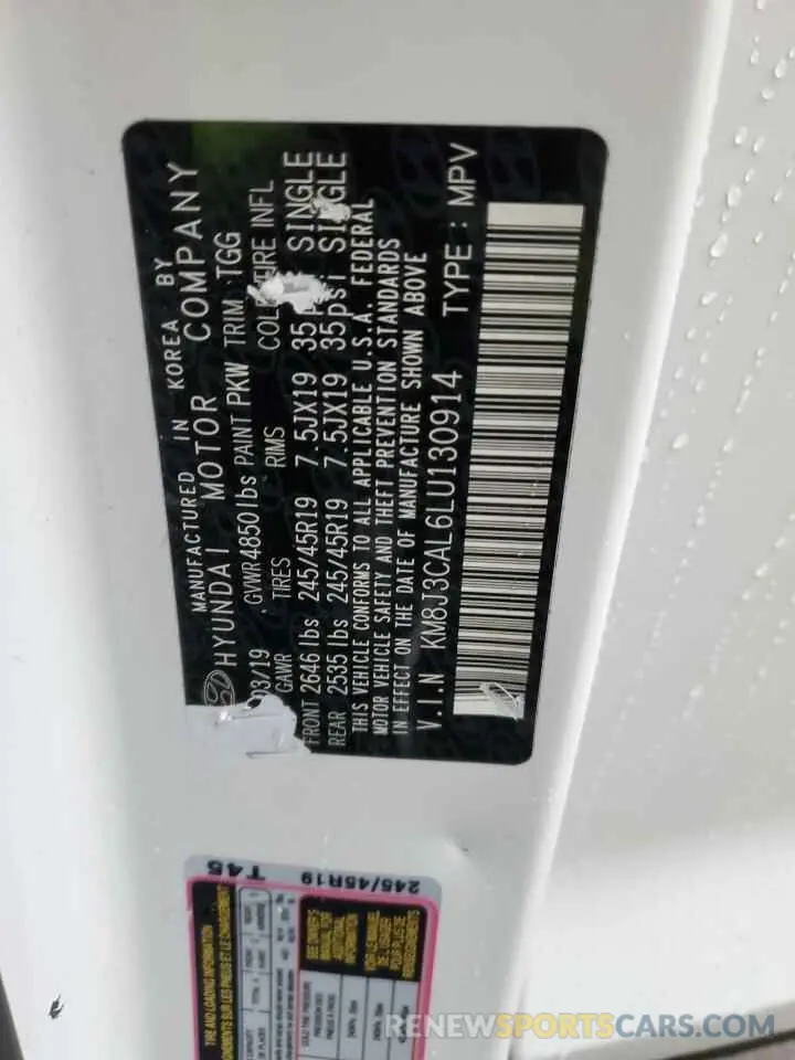 15 Photograph of a damaged car KM8J3CAL6LU130914 HYUNDAI TUCSON 2020