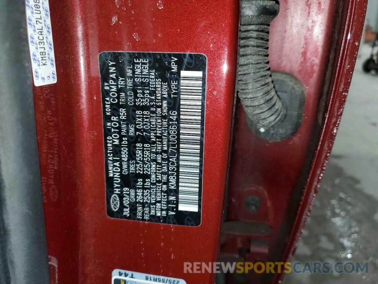 16 Photograph of a damaged car KM8J3CAL7LU086146 HYUNDAI TUCSON 2020