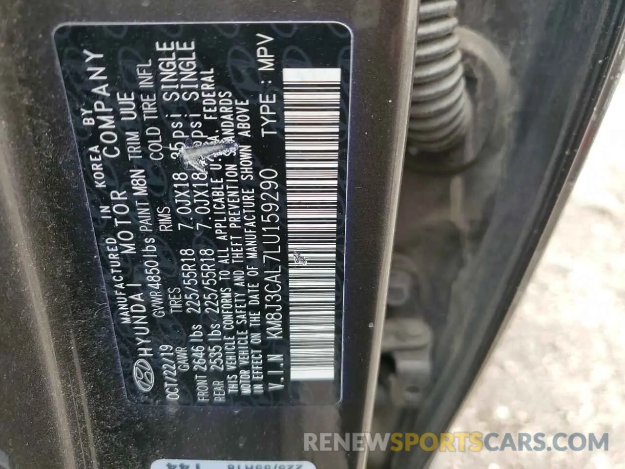 12 Photograph of a damaged car KM8J3CAL7LU159290 HYUNDAI TUCSON 2020