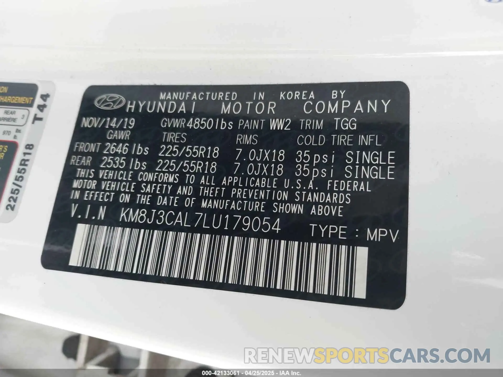 9 Photograph of a damaged car KM8J3CAL7LU179054 HYUNDAI TUCSON 2020
