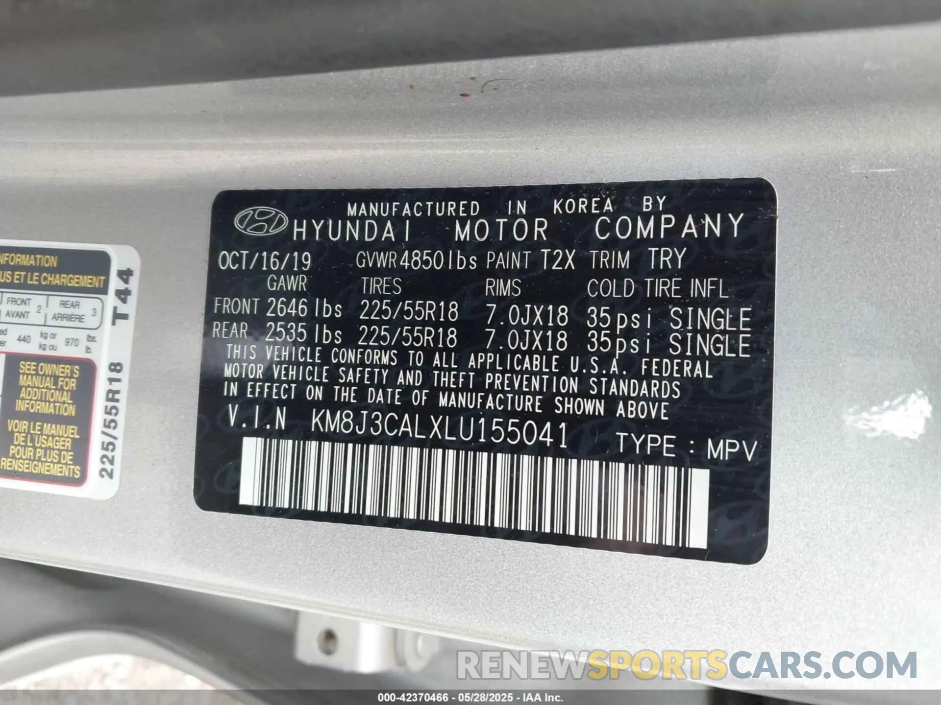 9 Photograph of a damaged car KM8J3CALXLU155041 HYUNDAI TUCSON 2020