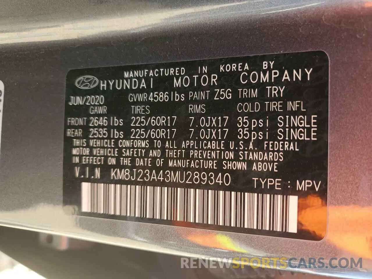 14 Photograph of a damaged car KM8J23A43MU289340 HYUNDAI TUCSON 2021