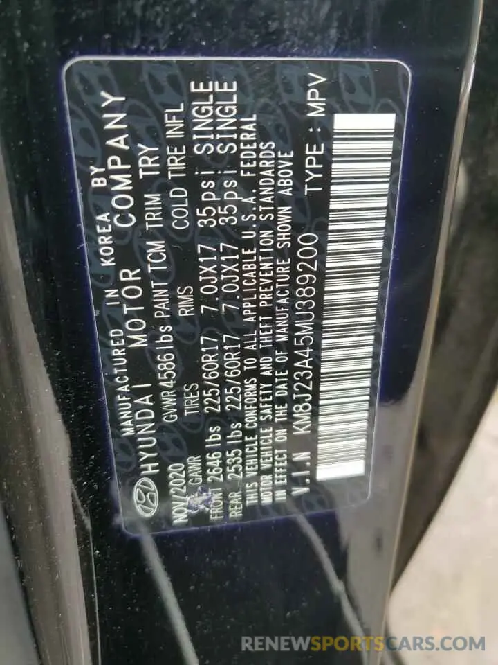 13 Photograph of a damaged car KM8J23A45MU389200 HYUNDAI TUCSON 2021