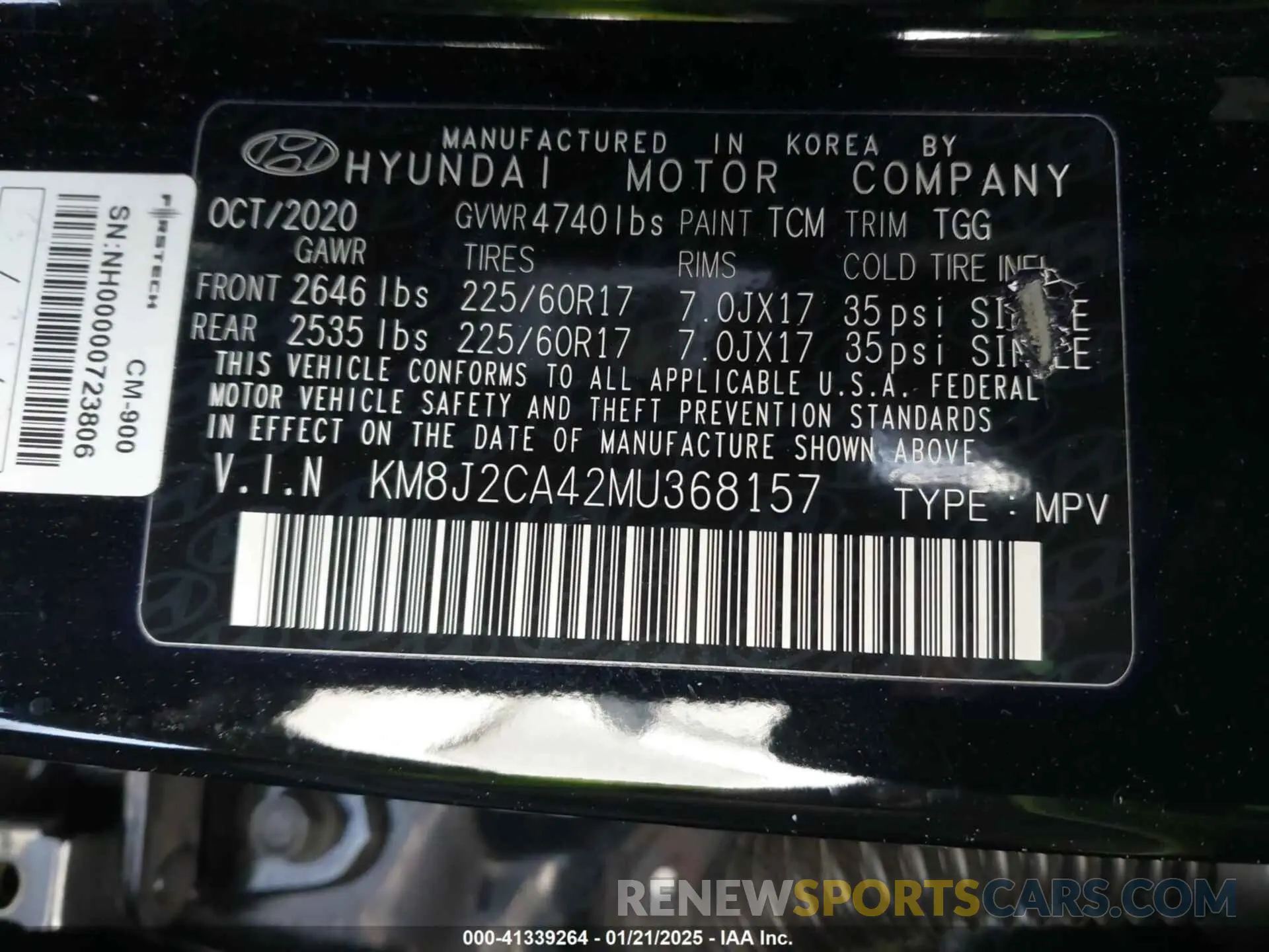 9 Photograph of a damaged car KM8J2CA42MU368157 HYUNDAI TUCSON 2021
