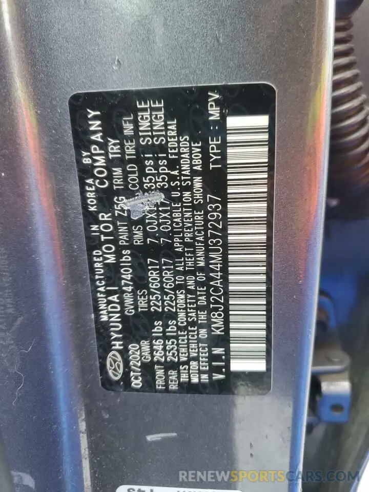 14 Photograph of a damaged car KM8J2CA44MU372937 HYUNDAI TUCSON 2021