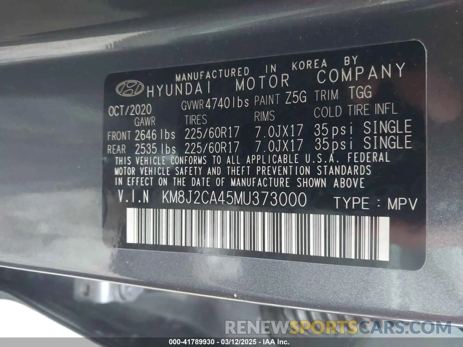 9 Photograph of a damaged car KM8J2CA45MU373000 HYUNDAI TUCSON 2021