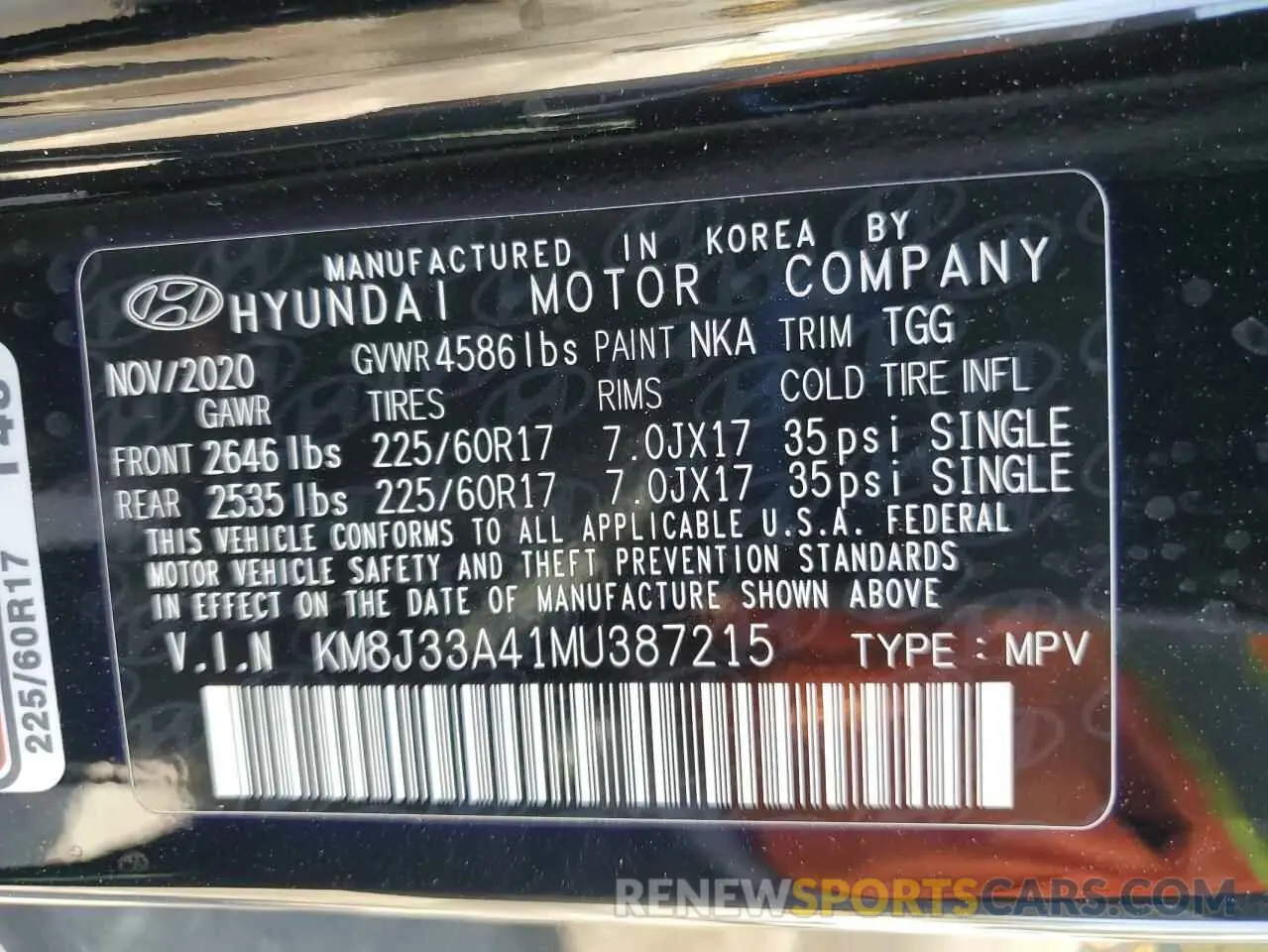 14 Photograph of a damaged car KM8J33A41MU387215 HYUNDAI TUCSON 2021