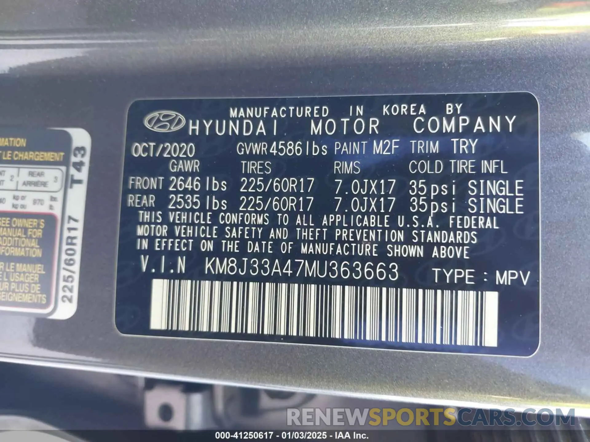 9 Photograph of a damaged car KM8J33A47MU363663 HYUNDAI TUCSON 2021