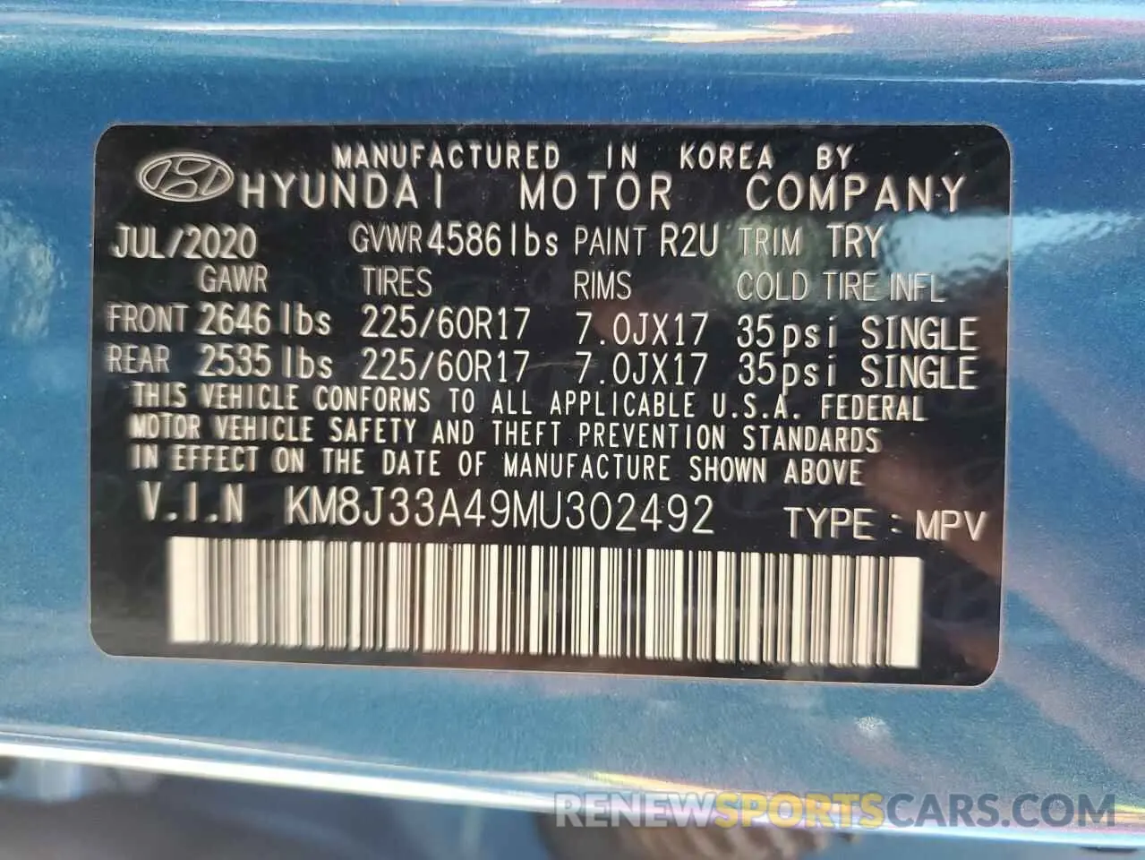 13 Photograph of a damaged car KM8J33A49MU302492 HYUNDAI TUCSON 2021