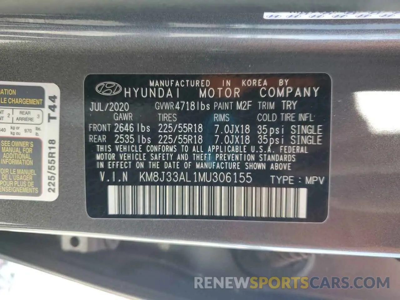 12 Photograph of a damaged car KM8J33AL1MU306155 HYUNDAI TUCSON 2021