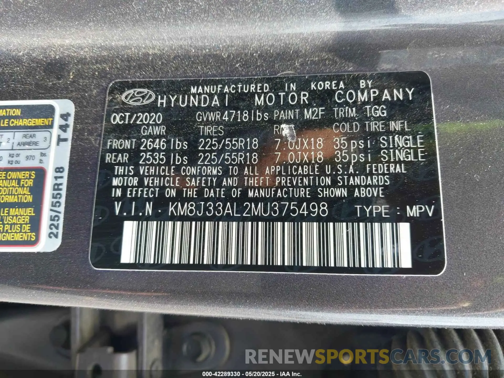 9 Photograph of a damaged car KM8J33AL2MU375498 HYUNDAI TUCSON 2021