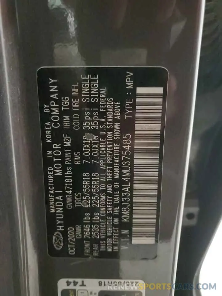 13 Photograph of a damaged car KM8J33AL4MU375485 HYUNDAI TUCSON 2021