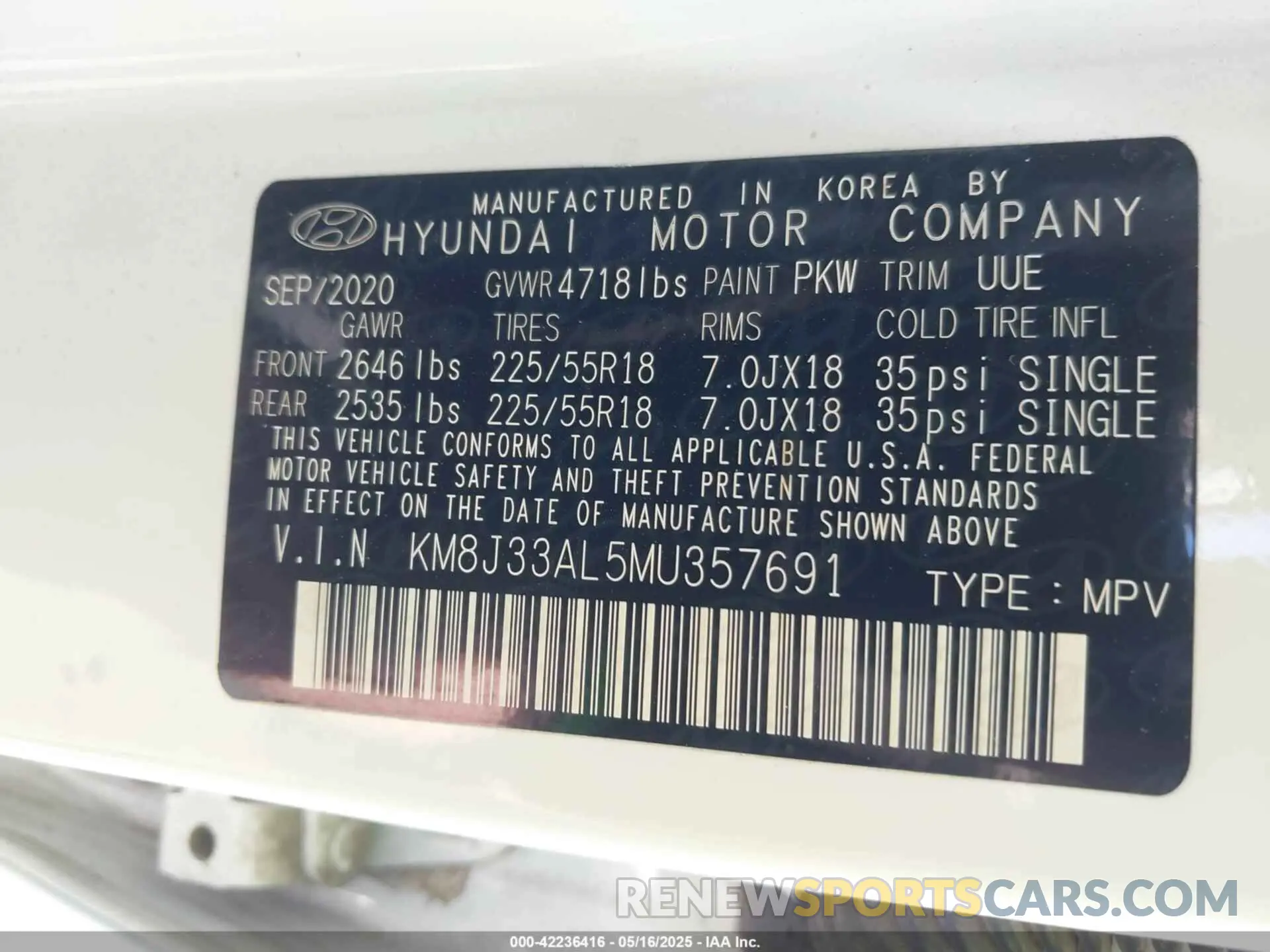 9 Photograph of a damaged car KM8J33AL5MU357691 HYUNDAI TUCSON 2021
