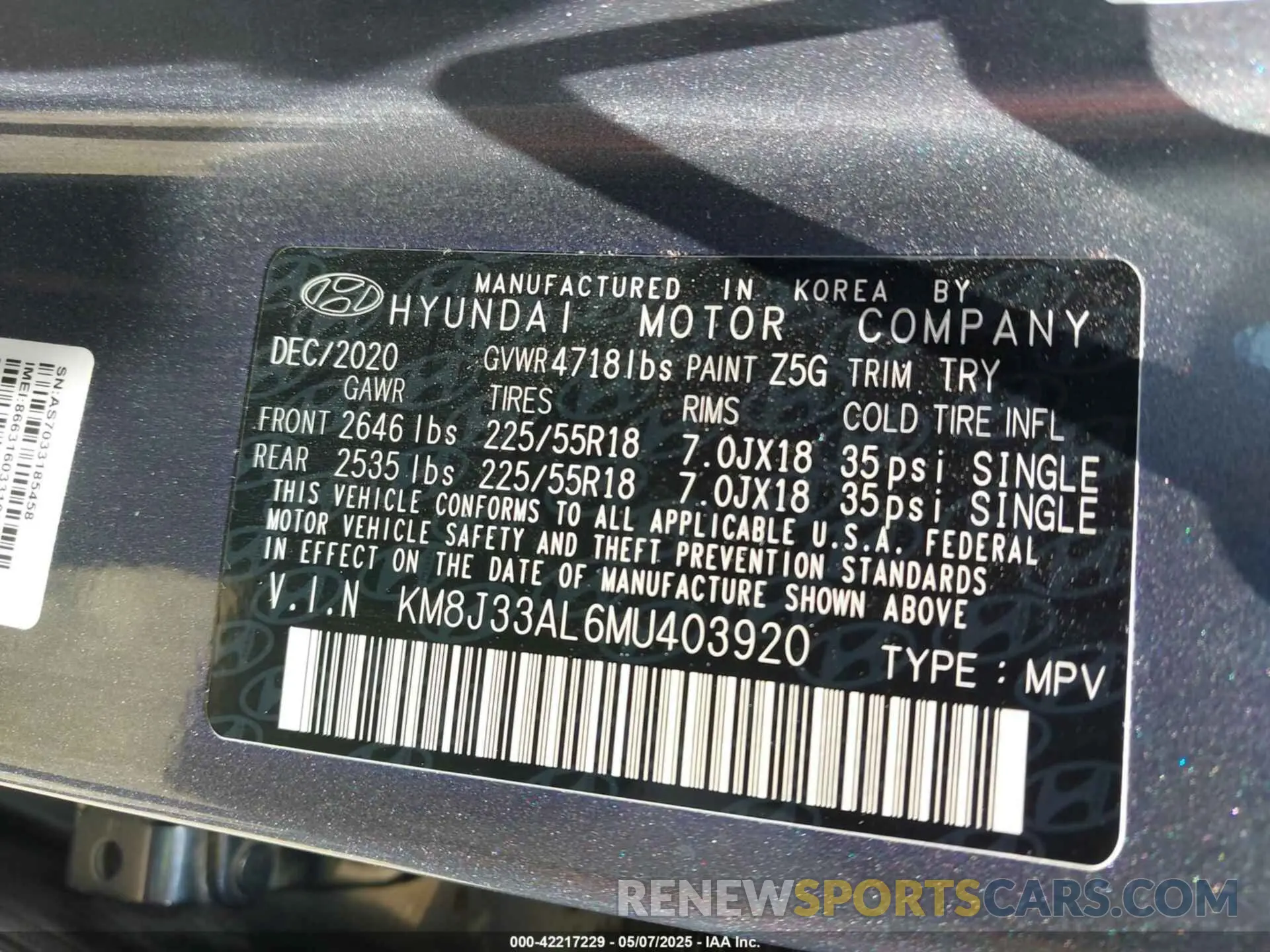 9 Photograph of a damaged car KM8J33AL6MU403920 HYUNDAI TUCSON 2021