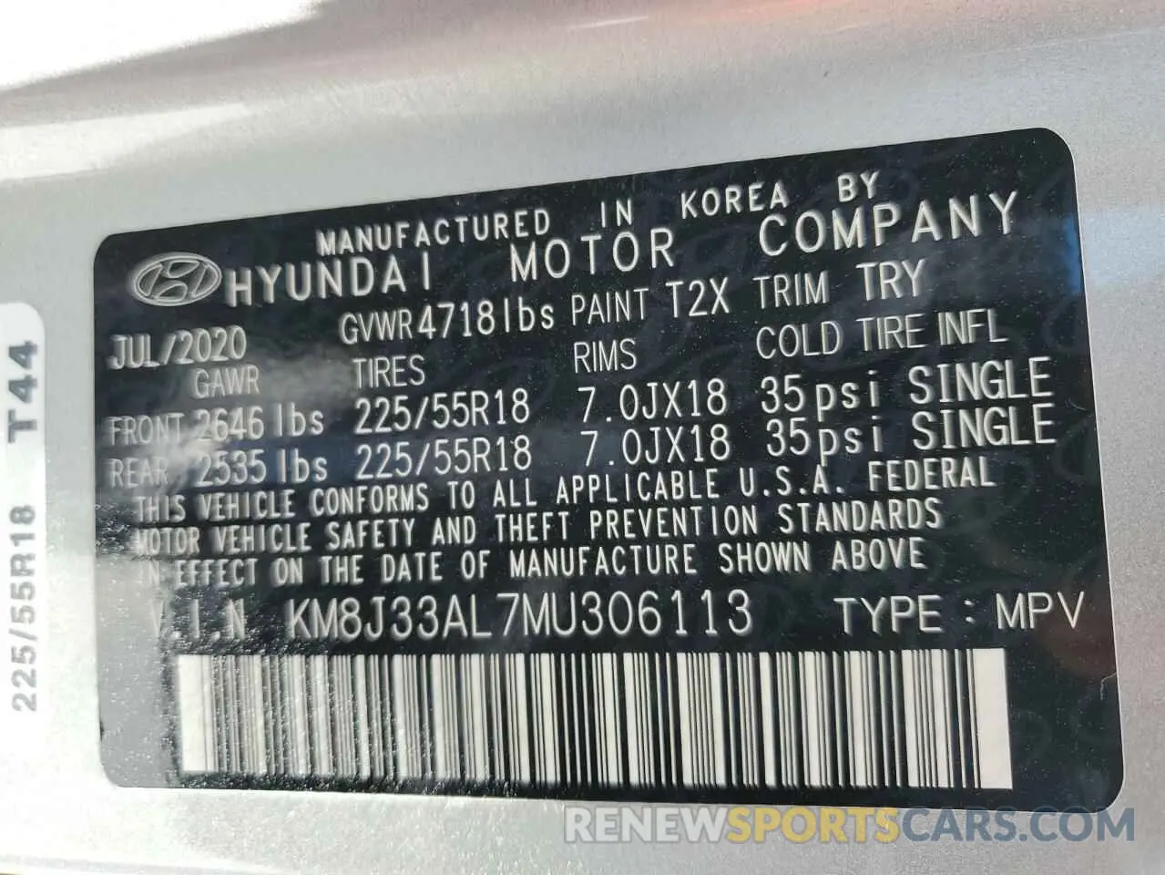 15 Photograph of a damaged car KM8J33AL7MU306113 HYUNDAI TUCSON 2021