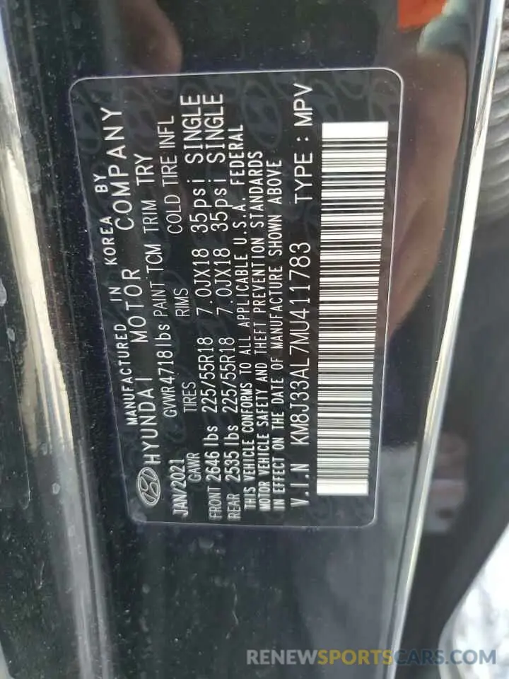 13 Photograph of a damaged car KM8J33AL7MU411783 HYUNDAI TUCSON 2021