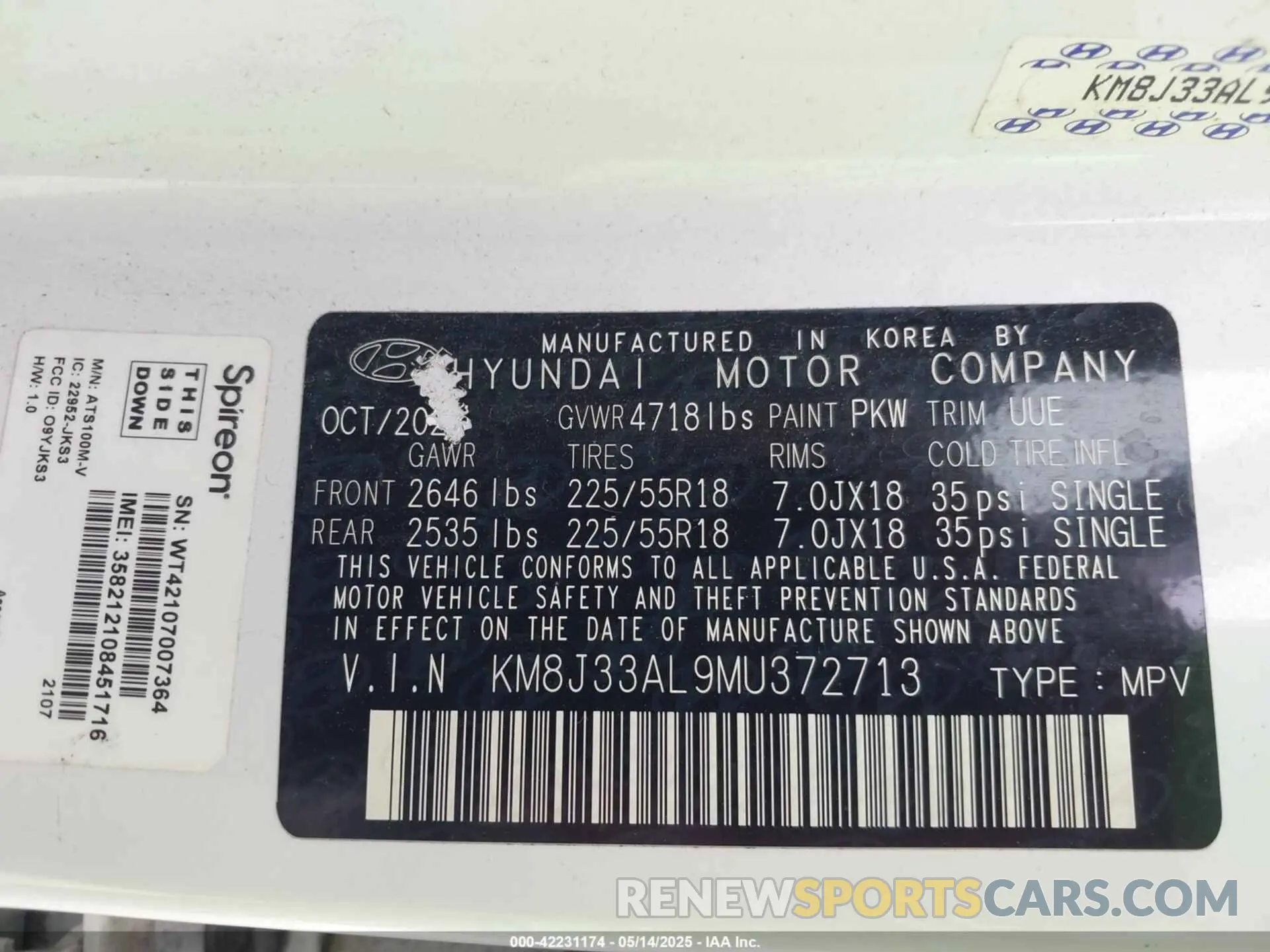 9 Photograph of a damaged car KM8J33AL9MU372713 HYUNDAI TUCSON 2021