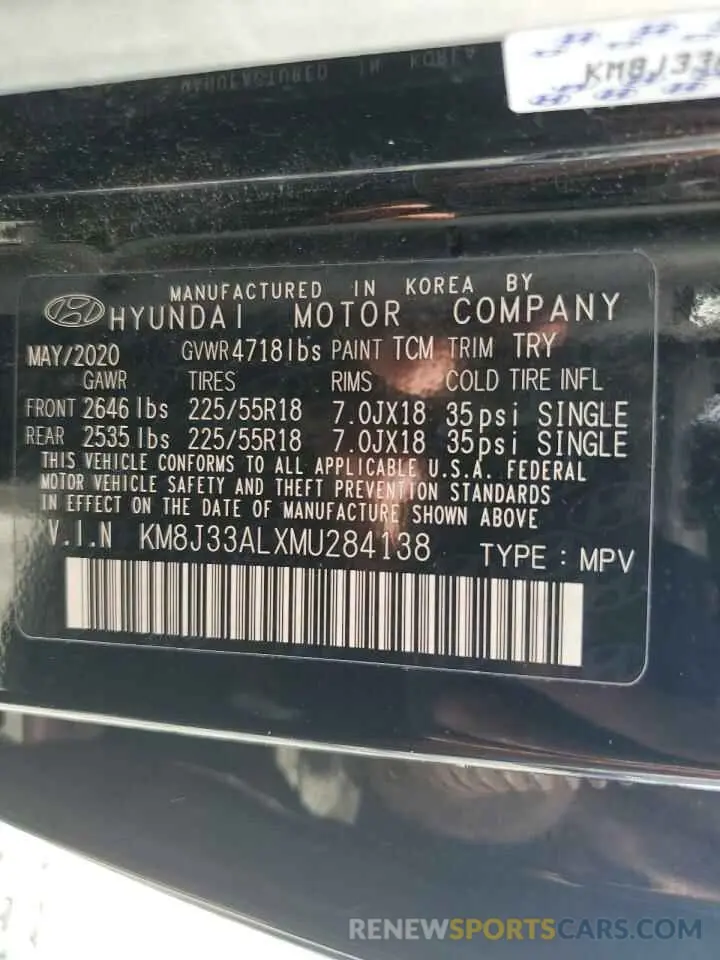 13 Photograph of a damaged car KM8J33ALXMU284138 HYUNDAI TUCSON 2021