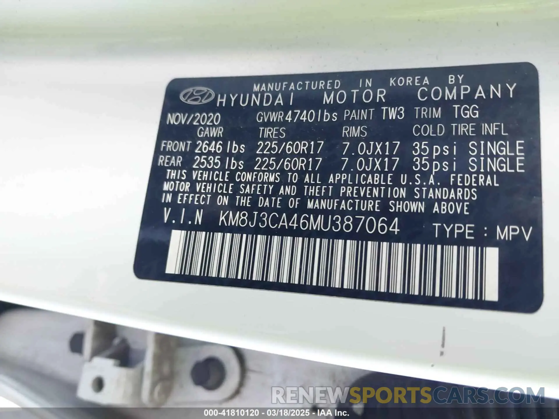 9 Photograph of a damaged car KM8J3CA46MU387064 HYUNDAI TUCSON 2021