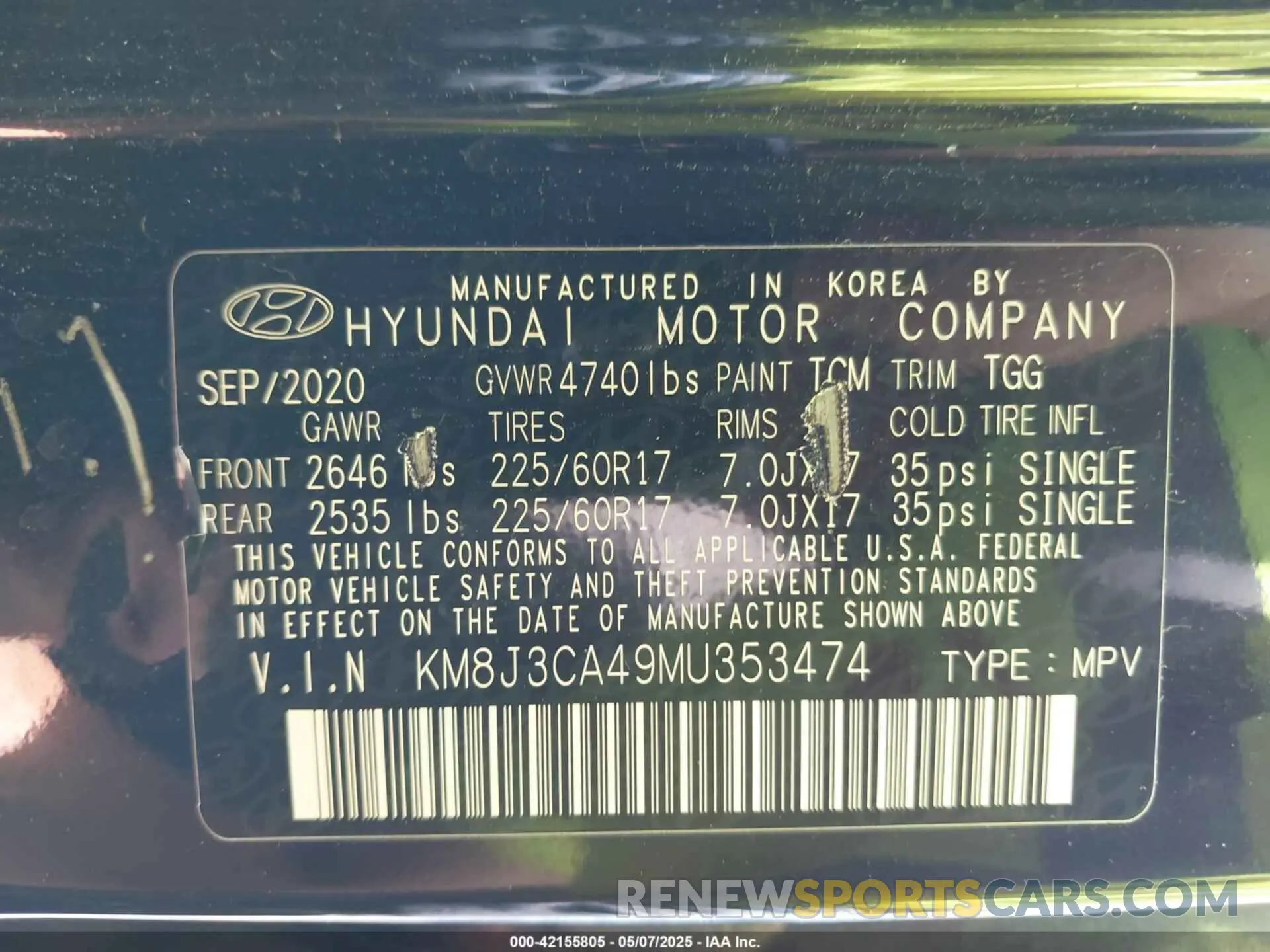 9 Photograph of a damaged car KM8J3CA49MU353474 HYUNDAI TUCSON 2021
