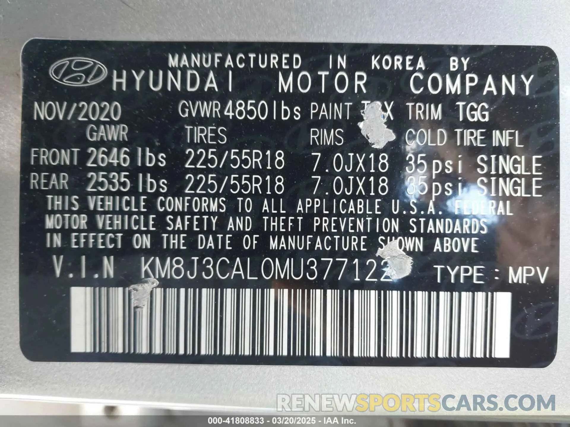 9 Photograph of a damaged car KM8J3CAL0MU377122 HYUNDAI TUCSON 2021